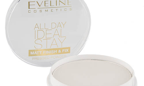 Пудра компактная для лица `EVELINE` ALL DAY IDEAL STAY матирующая бесцветная